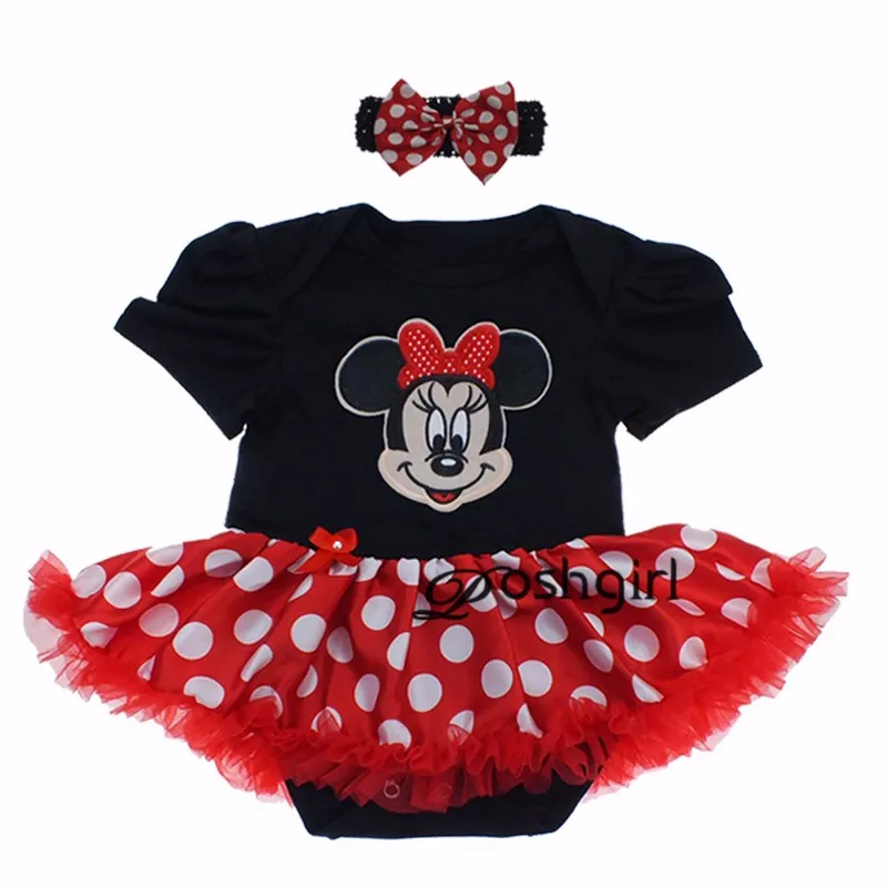 

Dress Up Baby Girl Clothes Supergirl Bebe Costume 1st Birthday Dress Black Minnie Bodysuit Red Dots Tutu Skirt Baby Dress Nb-24m