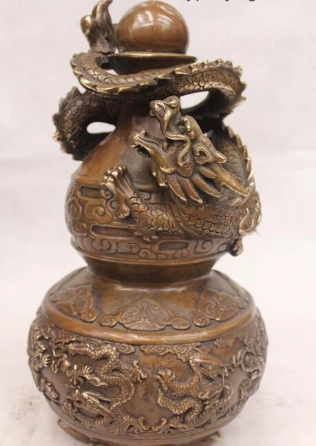 wholesale factory 13"Chinese Folk Pure Bronze excellent Lucky Nine Dragon Play Bead calabash
wholesale factory 13"Chinese Folk Pure Bronze excellent Lucky Nine Dragon Play Bead calabash
