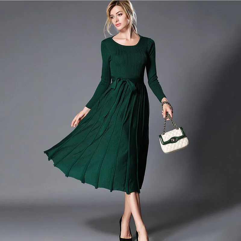 2019 women spring vintage pleated dress solid empire sashes O-neck sexy back hollow out dress Vestido plus size women dress
2019 women spring vintage pleated dress solid empire sashes O-neck sexy back hollow out dress Vestido plus size women dress