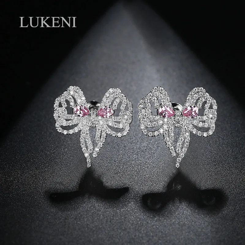 LUKENI New Design Elegant White Color AAA Zircon Bowknot Stud Earrings For Girl To Gift Jewelry Accessory
LUKENI New Design Elegant White Color AAA Zircon Bowknot Stud Earrings For Girl To Gift Jewelry Accessory