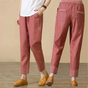 woman Casual Loose Vintage Cotton Linen Harem Pants Trousers Women Elastic High Waist Wide Leg Pants Pantalones Mujer
woman Casual Loose Vintage Cotton Linen Harem Pants Trousers Women Elastic High Waist Wide Leg Pants Pantalones Mujer