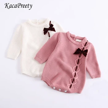 Sweet ribbon bowknot long sleeve romper baby girls cotton knitted jumpsuit infant kids overalls children autumn winter clothes
Sweet ribbon bowknot long sleeve romper baby girls cotton knitted jumpsuit infant kids overalls children autumn winter clothes