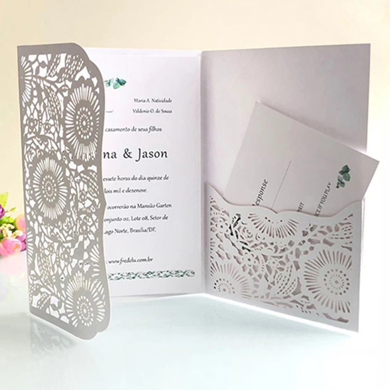 50pcs Pocket Laser Cut Wedding Invitation Card With RSVP Card Greeting Card Personalized Business Party Decoration 5Colors
50pcs Pocket Laser Cut Wedding Invitation Card With RSVP Card Greeting Card Personalized Business Party Decoration 5Colors