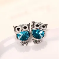 Fashion Cute Crystal Owl Girls Stud Earrings For Women Vintage Gold-Color Animal Statement Earrings Free Shipping image