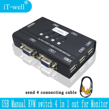 iT-well 4 Ports KVM Switch Control 4 PC Hosts by 1 Set of USB Keyboard Mouse and VGA Monitor Multi PC Manage Original Cable
iT-well 4 Ports KVM Switch Control 4 PC Hosts by 1 Set of USB Keyboard Mouse and VGA Monitor Multi PC Manage Original Cable