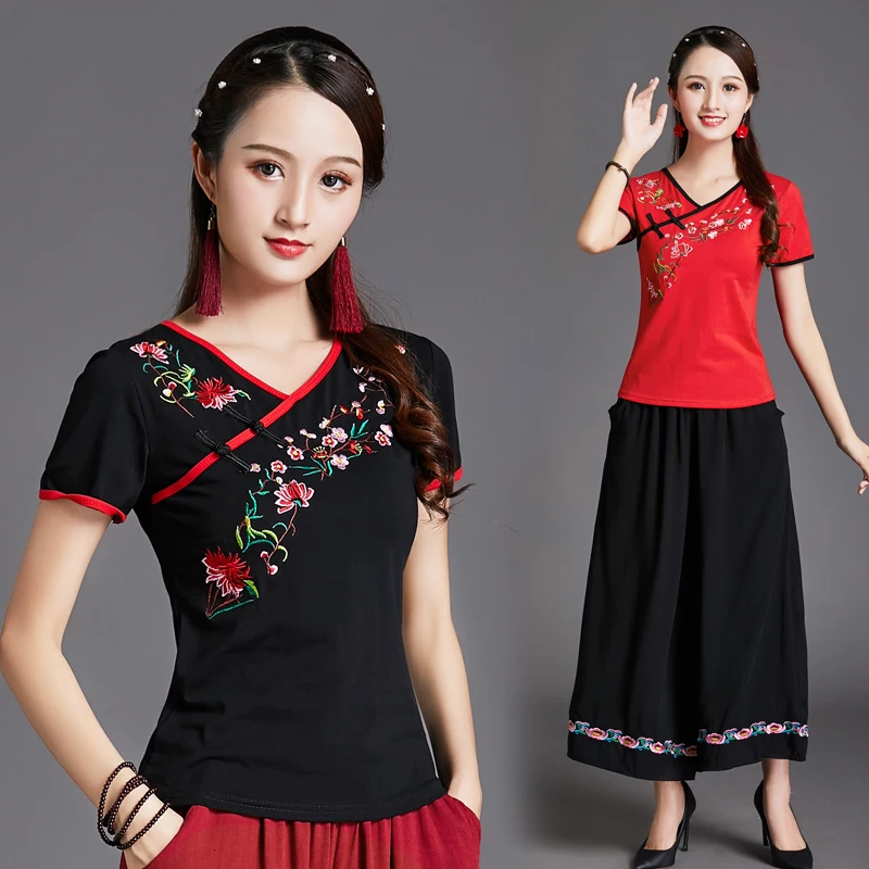 KYQIAO women summer Mexico style ethnic v neck short sleeve rose red black white floral embroidery frog t shirt tee top
KYQIAO women summer Mexico style ethnic v neck short sleeve rose red black white floral embroidery frog t shirt tee top