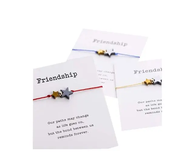 1pcs Star Charm Friendship Card Bracelets Make Wish Wax Cords Suede Women Men Girl Boy Unisex Jewelry Gift Adjustable 8599--8601
1pcs Star Charm Friendship Card Bracelets Make Wish Wax Cords Suede Women Men Girl Boy Unisex Jewelry Gift Adjustable 8599--8601