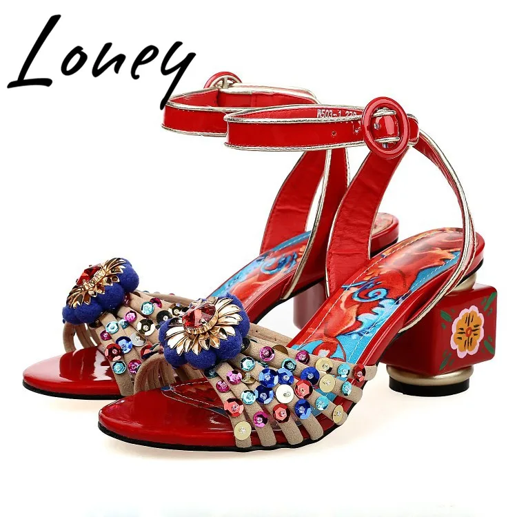 Loney New Genuine Leather Glitter Bling Bling Summer Spring Sandals Open Toe Crystal HIgh Heel Sandals Shoes Women
Loney New Genuine Leather Glitter Bling Bling Summer Spring Sandals Open Toe Crystal HIgh Heel Sandals Shoes Women