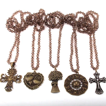 Fashion Bohemian Tribal Jewelry Brown Glass Long Knotted Metal Pendant Necklaces Women Ethnic Necklace
Fashion Bohemian Tribal Jewelry Brown Glass Long Knotted Metal Pendant Necklaces Women Ethnic Necklace