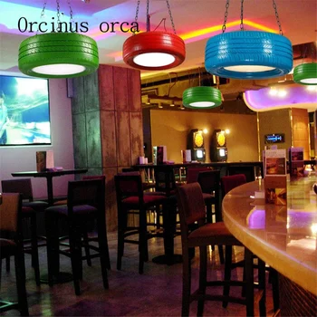 Nordic Industrial Wind coffee restaurant decorated with American creative personality retro bar retro color tire Chandelier 
Nordic Industrial Wind coffee restaurant decorated with American creative personality retro bar retro color tire Chandelier