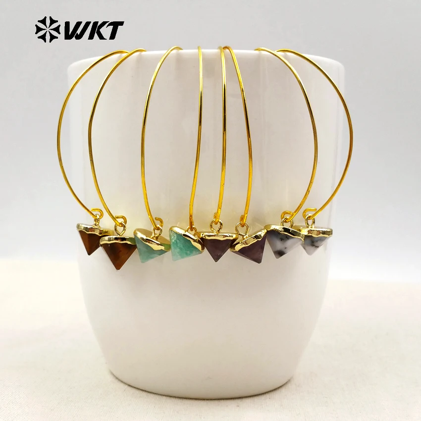 WKT WT-E409 Colorful Cone Shape Natural Stone Women Earrings 24K Metal Electroplated Fashion Femal Jewelryfor Party
WKT WT-E409 Colorful Cone Shape Natural Stone Women Earrings 24K Metal Electroplated Fashion Femal Jewelryfor Party