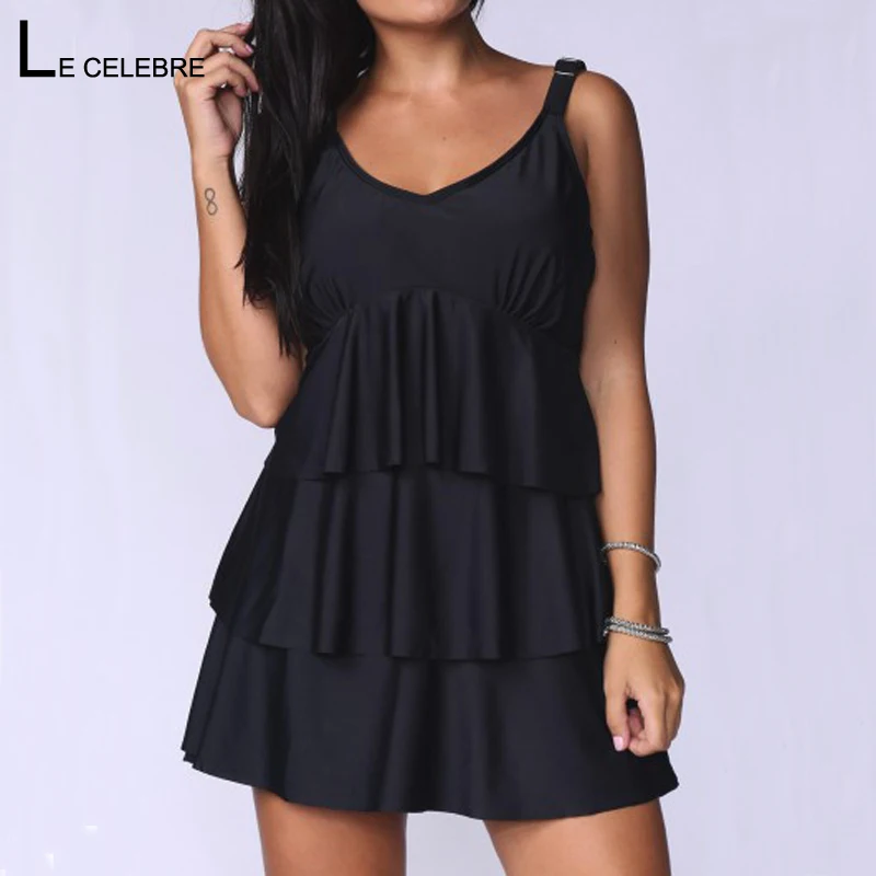Swimwear Women Swimsuit Large Plus Size Female Ruffle Swim Dress With Shorts Tankini set Bikini Bather Beach Bathing Suit 2019
Swimwear Women Swimsuit Large Plus Size Female Ruffle Swim Dress With Shorts Tankini set Bikini Bather Beach Bathing Suit 2019