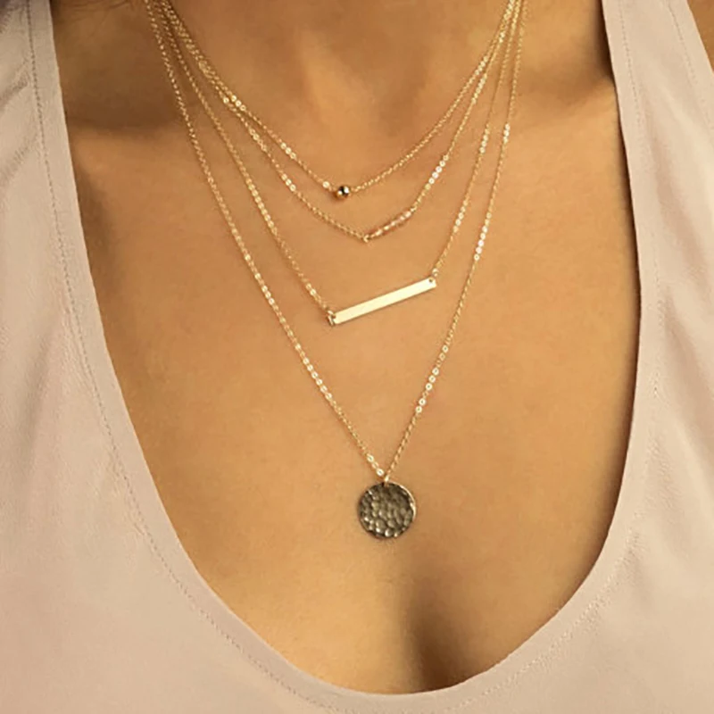 Miage Gold/Silver Color Boho Smiple Multiple Layers Round Coin Beads Metal Pendant Clavicle Chain Necklace Women Fashion Jewelry
Miage Gold/Silver Color Boho Smiple Multiple Layers Round Coin Beads Metal Pendant Clavicle Chain Necklace Women Fashion Jewelry