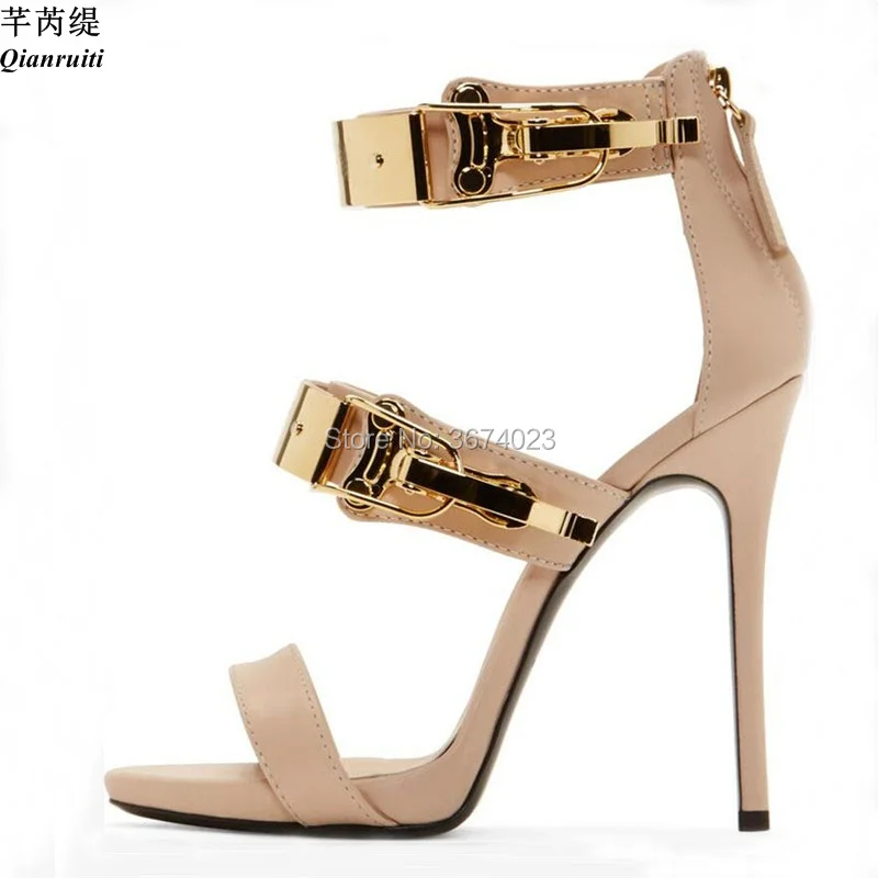 Qianruiti Women Ankle Wrap Sandals Gold -Tone Buckles High Heels Open Toe Gladiator Shoes Summer Classic Sandalia Feminina Heel
Qianruiti Women Ankle Wrap Sandals Gold -Tone Buckles High Heels Open Toe Gladiator Shoes Summer Classic Sandalia Feminina Heel