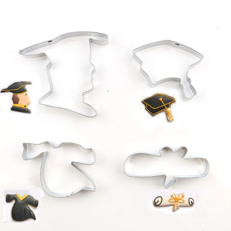 4 Pcs/set Creative Graduation Season Baccalaureate Hat Diploma Stainless Steel Cutter Set Fondant Cake Decoration Tool
4 Pcs/set Creative Graduation Season Baccalaureate Hat Diploma Stainless Steel Cutter Set Fondant Cake Decoration Tool