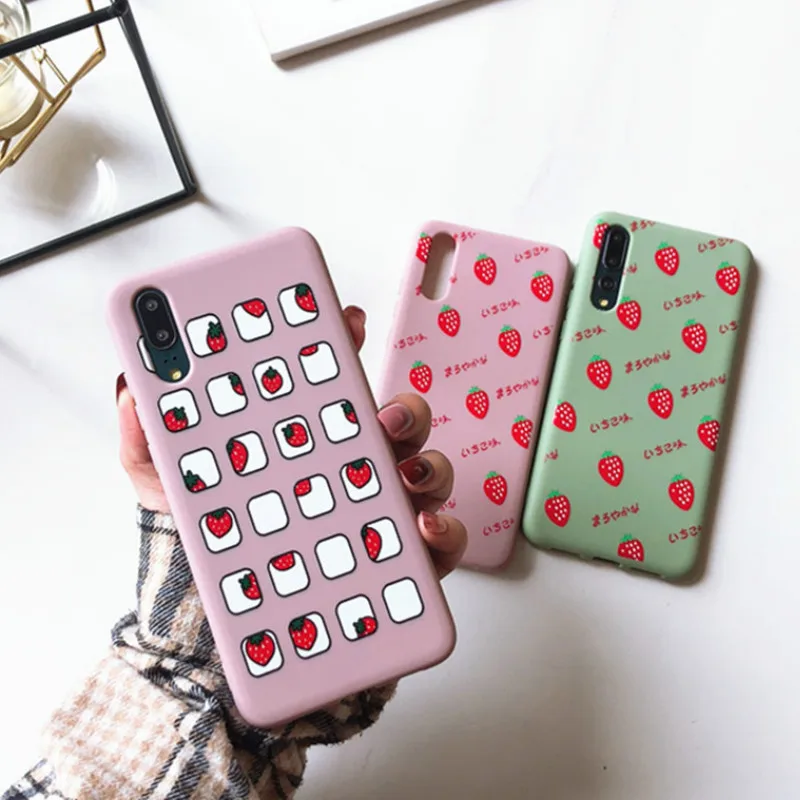 

Candy With Cute Cartoon Pattern Light Green Solid Color Case For Huawei Honor 8X 8A 7X 9 10 Mate 10 20 P10 P20 P30 Pro Lite Capa