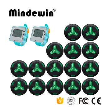 Mindewin New Type 15pcs Call Button + 2pcs LED Screen Watch Receiver Pager Cafe Shop Waiter Calling System
Mindewin New Type 15pcs Call Button + 2pcs LED Screen Watch Receiver Pager Cafe Shop Waiter Calling System