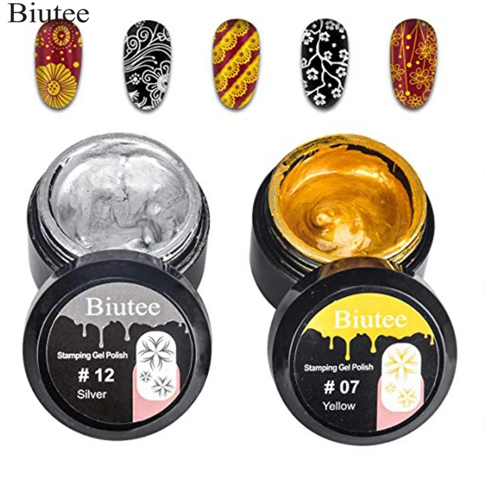 Biutee 2PCS Gold Silver Nail stamping gel stamping polish UV LED Gel Polish for nail stamping plate (Gold&Silver Nail Gel)
Biutee 2PCS Gold Silver Nail stamping gel stamping polish UV LED Gel Polish for nail stamping plate (Gold&Silver Nail Gel)