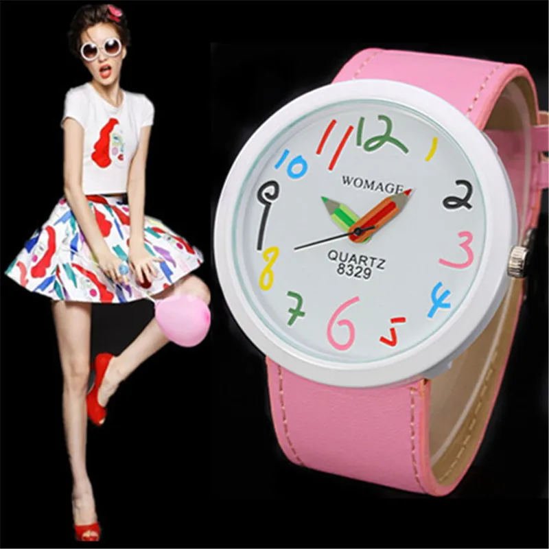 2018 New Multicolor Pencil Needle Cartoon Watches Leather Big Number Wristwatch Best Gift Girls Saat Relogio Feminino
2018 New Multicolor Pencil Needle Cartoon Watches Leather Big Number Wristwatch Best Gift Girls Saat Relogio Feminino