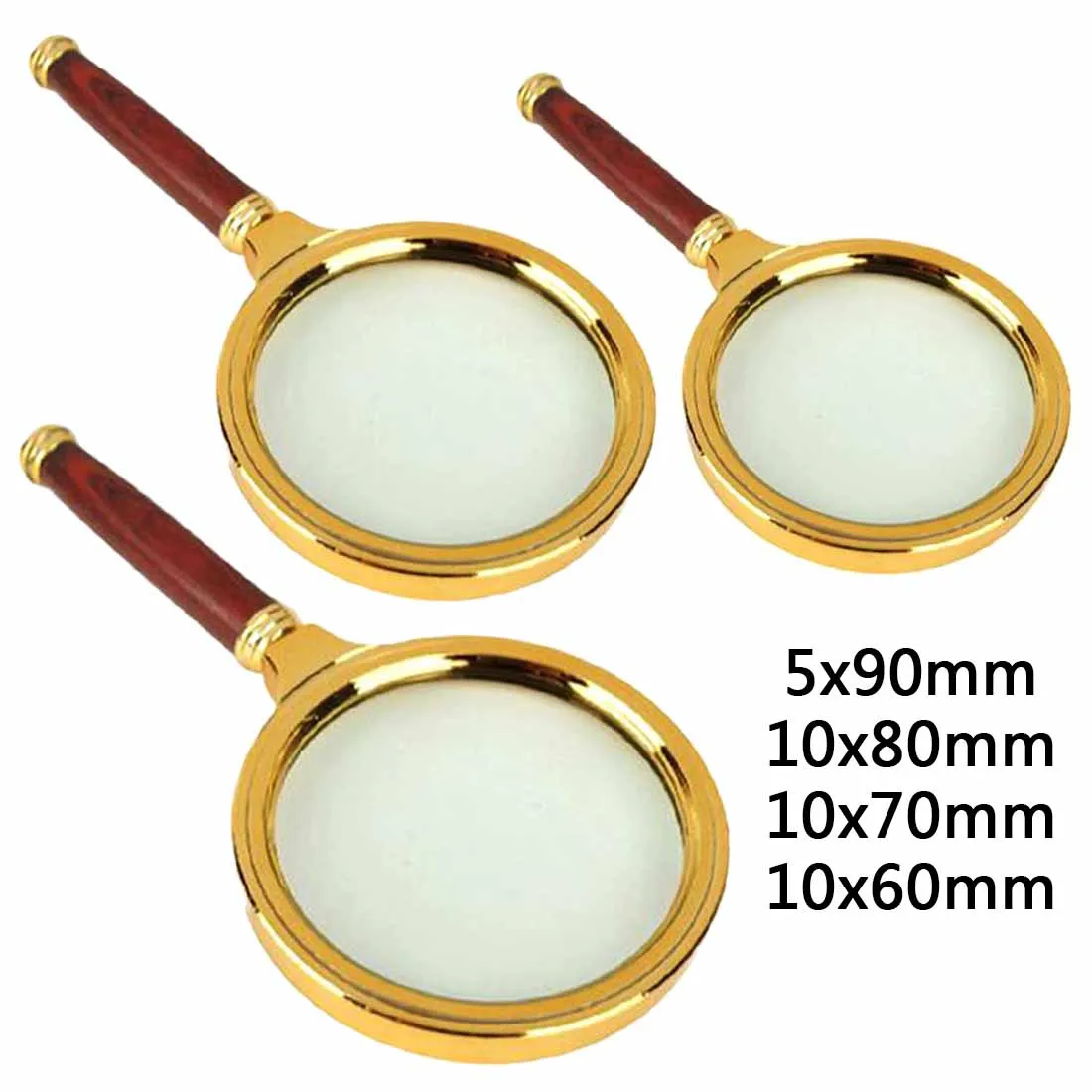 

Portable 90mm/80mm/70mm/60mm Handheld 5X/10X Magnifier Magnifying Glass Loupe Reading Jewelry Eye Loupe Magnifier Repair Tool