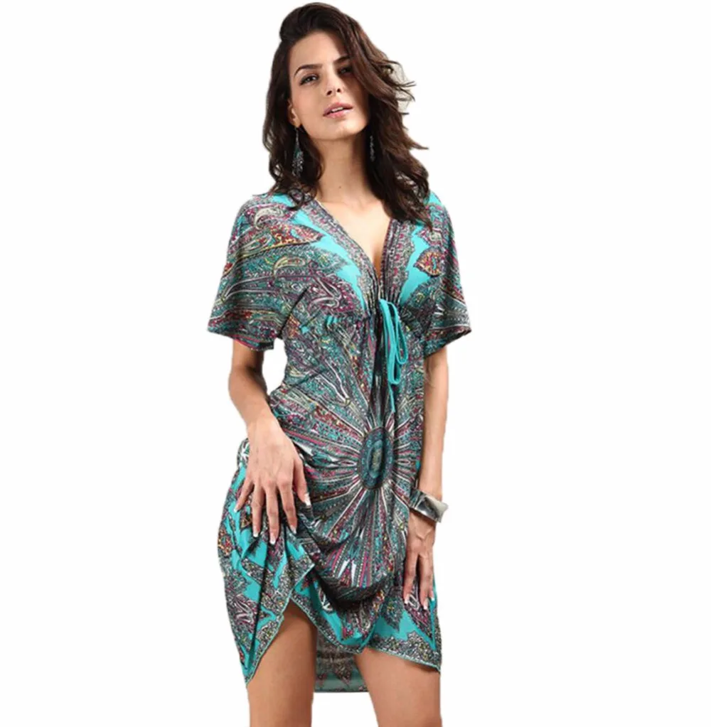 Summer Boho Dress - Womens Fashion Short Sleeve Loose V Neck Sundress Tribal Printed Midi Dresses For Women
Summer Boho Dress - Womens Fashion Short Sleeve Loose V Neck Sundress Tribal Printed Midi Dresses For Women