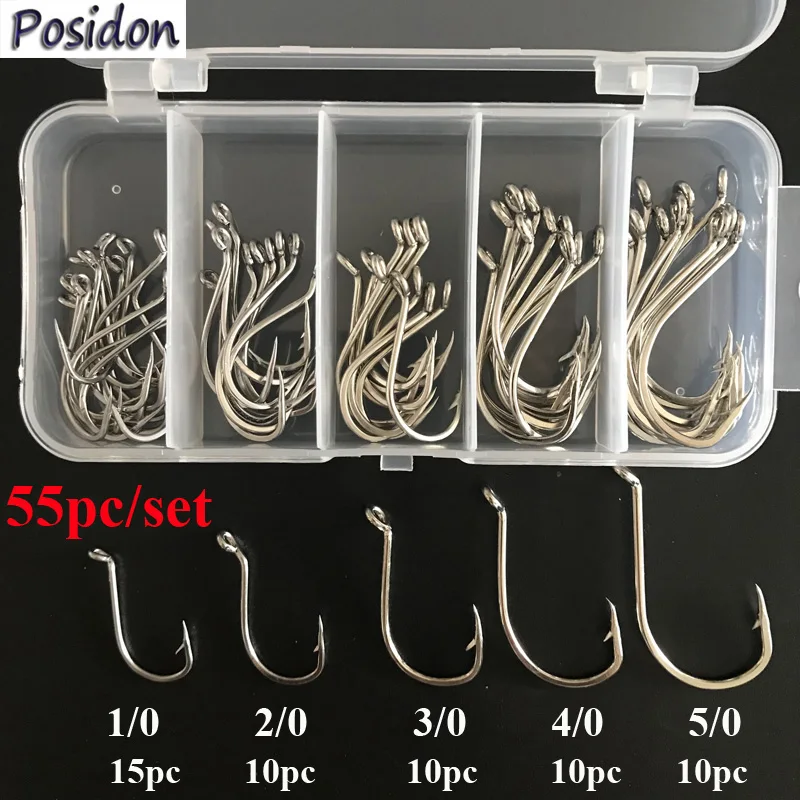 Posidon 55pcs/Set 92554 Stainless Steel Offset Octopus Fish Hooks Long Shank Sport Circle Octopus Fishing Hook Carp Fishhook Jig
Posidon 55pcs/Set 92554 Stainless Steel Offset Octopus Fish Hooks Long Shank Sport Circle Octopus Fishing Hook Carp Fishhook Jig