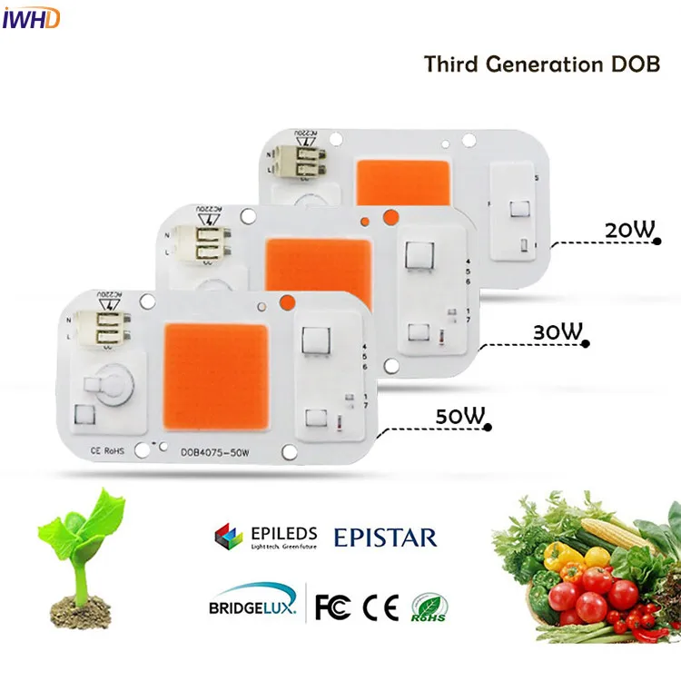 IWHD 4pcs 50W AC220V LED Chip Diode with Full Spectrum 380-840nm for Indoor LED Grow Light Pink Warm White
IWHD 4pcs 50W AC220V LED Chip Diode with Full Spectrum 380-840nm for Indoor LED Grow Light Pink Warm White