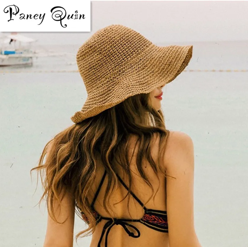 WOMEN Summer Hats Sun Beach Panama Straw hat Wide Wave Brim Folded Outdoor CAPS Leisure Holiday Raffia Cap visors hat
WOMEN Summer Hats Sun Beach Panama Straw hat Wide Wave Brim Folded Outdoor CAPS Leisure Holiday Raffia Cap visors hat