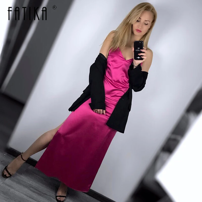 FATIKA Sexy Dress Women V-Neck Strapless Backless Bright Color Solid Party Long Dress Female Summer Club Split Dress
FATIKA Sexy Dress Women V-Neck Strapless Backless Bright Color Solid Party Long Dress Female Summer Club Split Dress