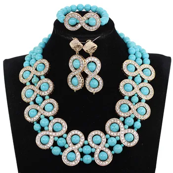 Blue African Chunky Beaded Costume Women Jewelry Set 8 Shaped Gold Real Stone Wedding Necklace Set for Brides Gift WE168
Blue African Chunky Beaded Costume Women Jewelry Set 8 Shaped Gold Real Stone Wedding Necklace Set for Brides Gift WE168