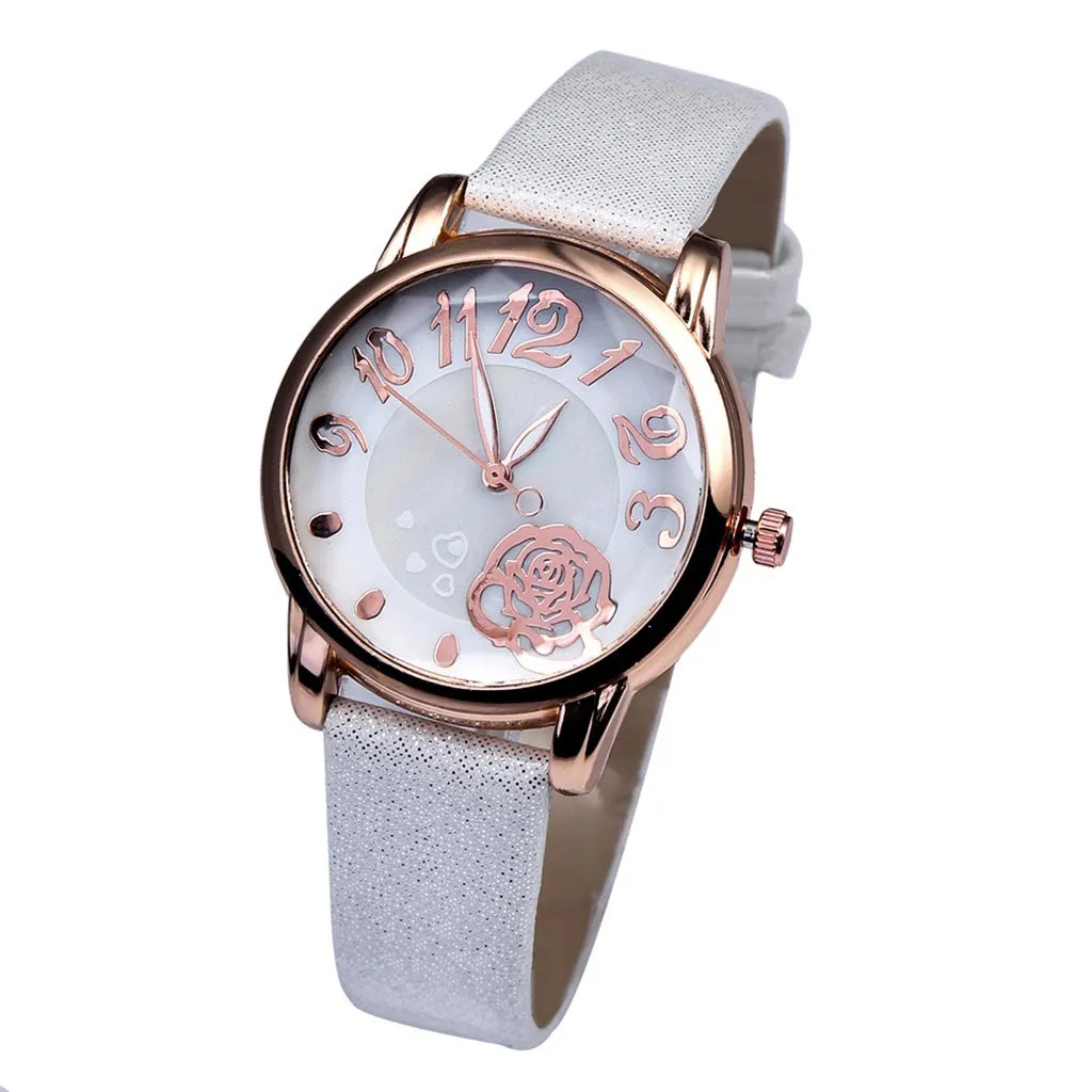 Rose Flower Quartz Watch Woman's High-end Blue Glass Arabic Numerals Ladies Wrist Watches Leather Strap Women Clock Gift Girl
Rose Flower Quartz Watch Woman's High-end Blue Glass Arabic Numerals Ladies Wrist Watches Leather Strap Women Clock Gift Girl