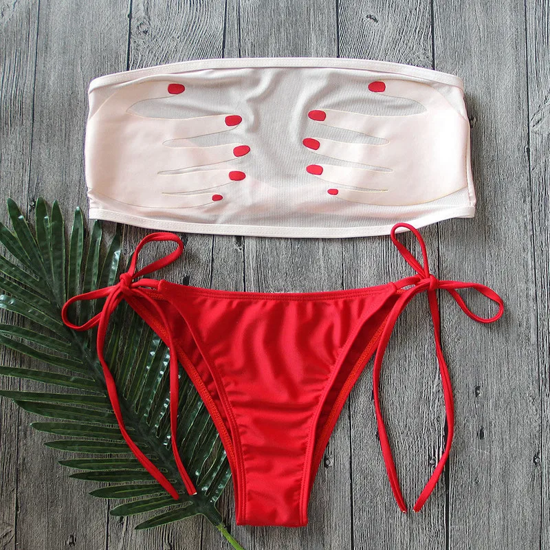 2019 Vintage Bikini Set Womens Mesh Sheer See Through Strapless Push Up Bra Bikini Set Hands Printed Swimwear Swimsuit
2019 Vintage Bikini Set Womens Mesh Sheer See Through Strapless Push Up Bra Bikini Set Hands Printed Swimwear Swimsuit