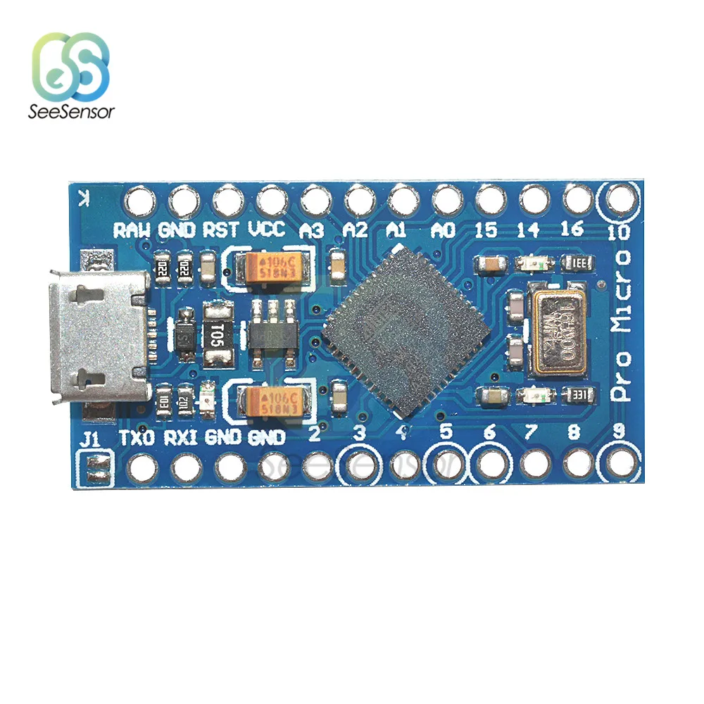Aideepen 3.3V 8MHz Pro Micro Atmega32U4-AU Module Bootloadered Micro USB Controller Development Board for Arduino Nano