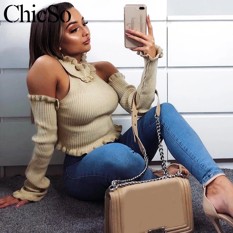 MissyChilli Halter cold shoulder knitted sweater Women jumper ruffle long sleeve autumn winter sweater Turtleneck gray pullover
MissyChilli Halter cold shoulder knitted sweater Women jumper ruffle long sleeve autumn winter sweater Turtleneck gray pullover