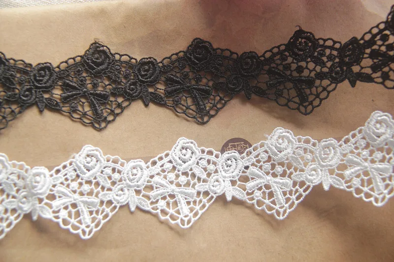 

10Yards Width 4cm White Black Lace Trim Polyester Embroidery Water Soluble Lace DIY Lace Fabric Clothing Accessories