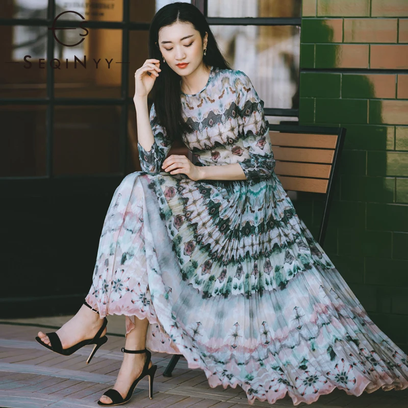 SEQINYY Cotton Long Dress 2020 Summer Spring New Fashion Design Flowers Ink Printed Stripes Pleated Elegant Dress Women
SEQINYY Cotton Long Dress 2020 Summer Spring New Fashion Design Flowers Ink Printed Stripes Pleated Elegant Dress Women