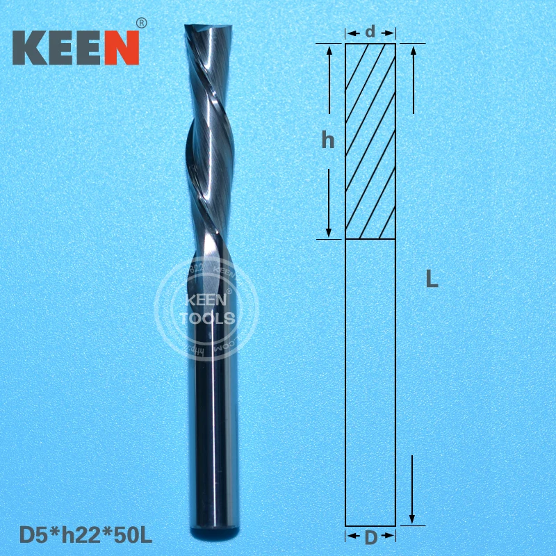 5*22mm Two Flutes Spiral Left Handed Carbide Bits CNC Tools Woodworking Cutting For Acryl, MDF
5*22mm Two Flutes Spiral Left Handed Carbide Bits CNC Tools Woodworking Cutting For Acryl, MDF