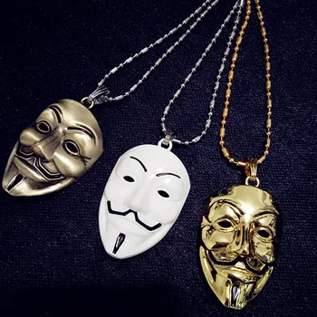 Top Grade Cool Gold Or Antique Bronze Plated V For Vendetta Mask Statement Necklace Hip Hop Style Women And Men Pendant Necklace
Top Grade Cool Gold Or Antique Bronze Plated V For Vendetta Mask Statement Necklace Hip Hop Style Women And Men Pendant Necklace