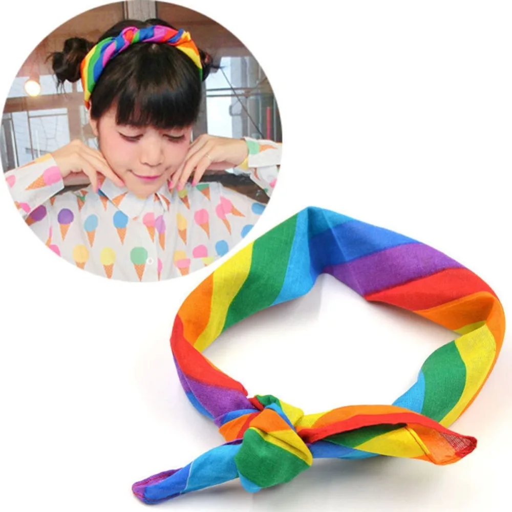 NEW RAINBOW BANDANA HEAD FACE SCARF HEADBAND DANCE FESTIVAL FANCY DRESS