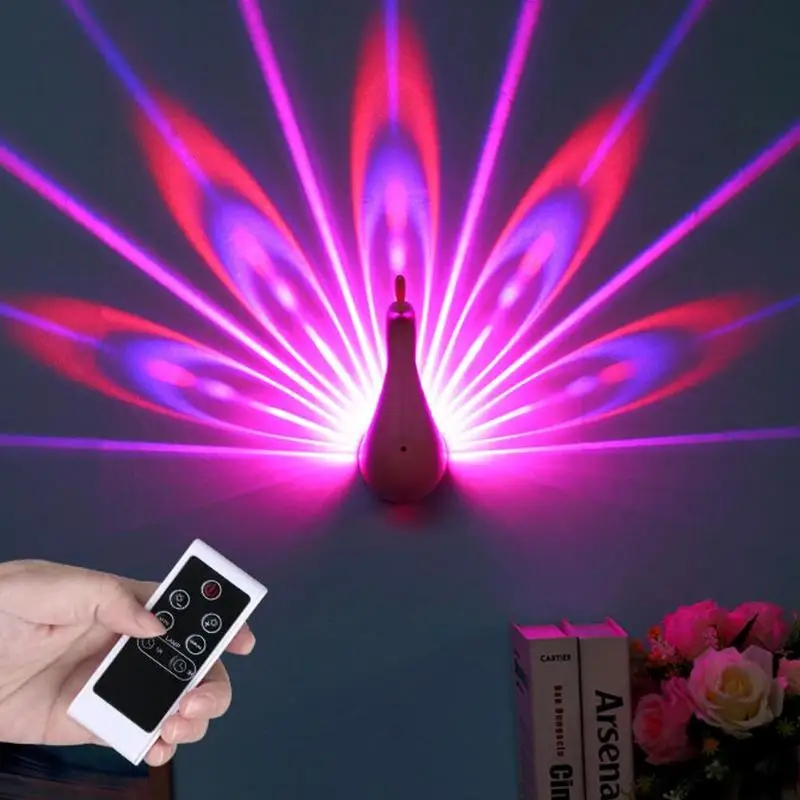 Peacock Shape Projection Lamp LED Remote Control Night Wall Light Lamp Colorful LED Night Light for Home Decoration
Peacock Shape Projection Lamp LED Remote Control Night Wall Light Lamp Colorful LED Night Light for Home Decoration