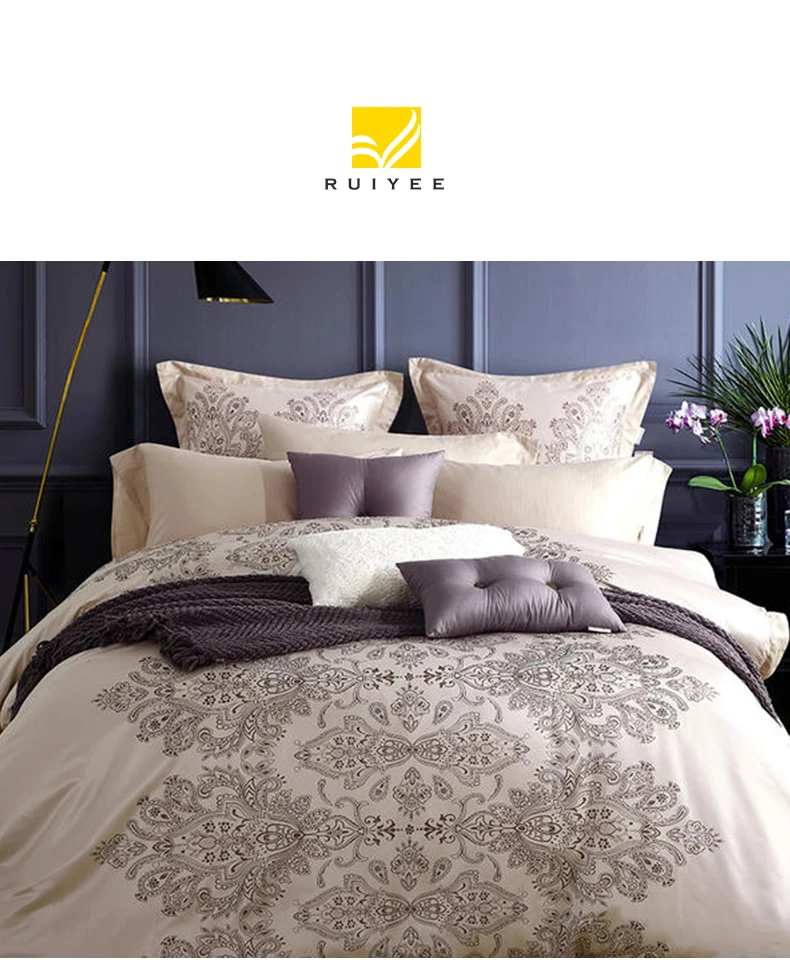 Luxury Satin Jacquard Bedding Set Ruiyee Comfortable Bed Set King