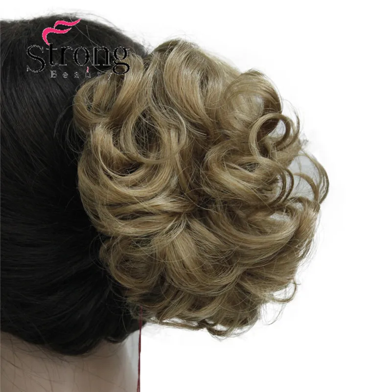 E-945B 19(Fashion Women\'s light strawberry blonde Synthetic short Curly Wavy Claw Clip Ponytail Pony Tail Hair Extension hairpiece (5)