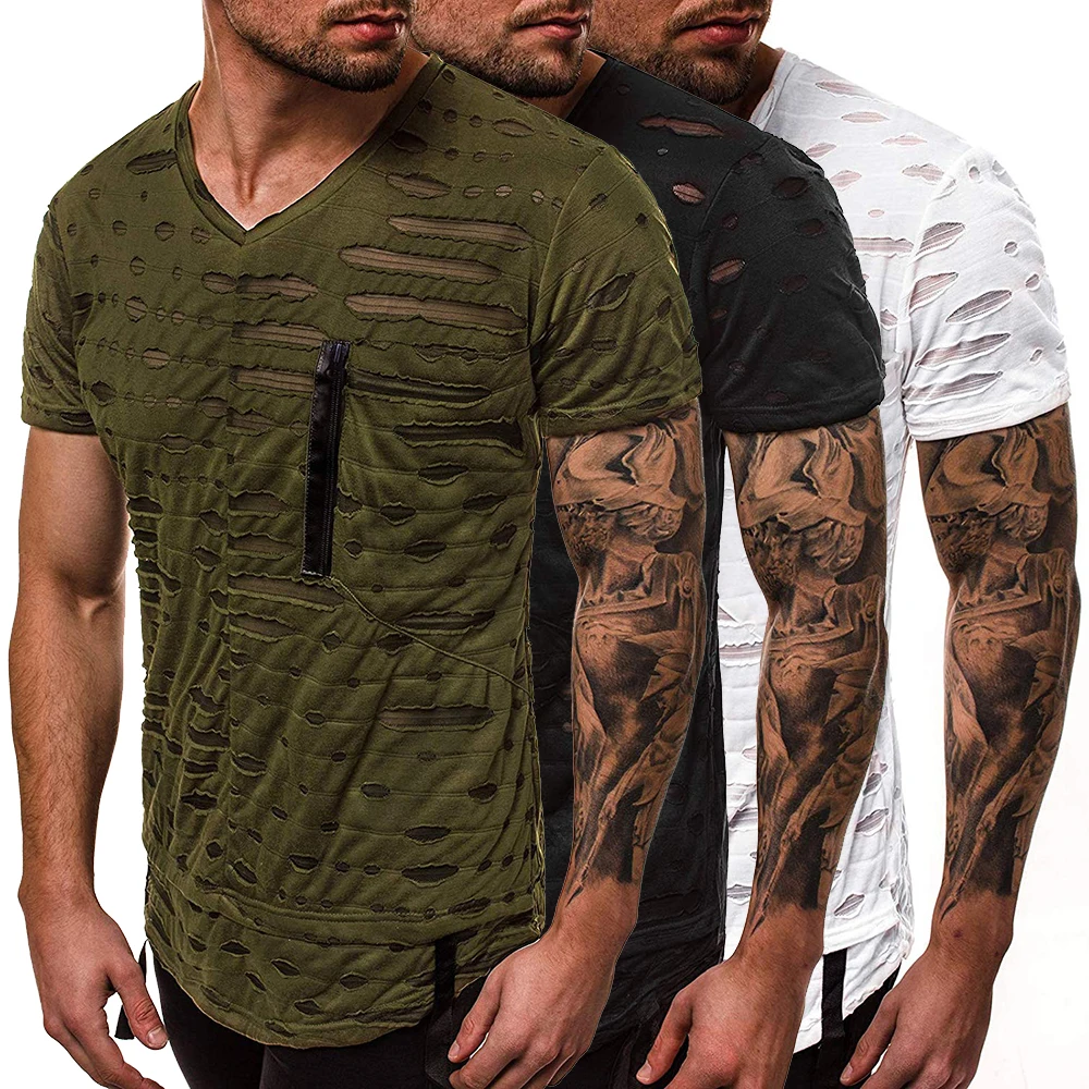 MJARTORIA Mens Tie-Dyed Ripped Hole Stripe Hipster Curve Broken Hole Zipper Round Neck Short Sleeve T-Shirt
MJARTORIA Mens Tie-Dyed Ripped Hole Stripe Hipster Curve Broken Hole Zipper Round Neck Short Sleeve T-Shirt