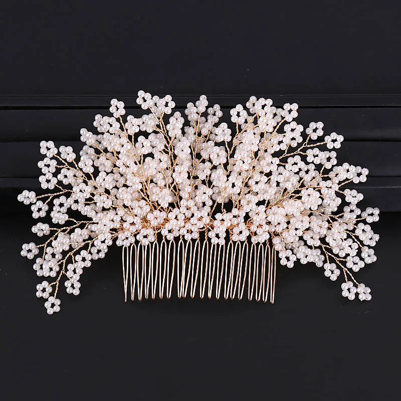 Gold Handmade Flower Crystal Pearl Noiva Hair Combs Bridal Wedding Hair Accessories Headband with Comb Bride Tiara Head Jewelry
Gold Handmade Flower Crystal Pearl Noiva Hair Combs Bridal Wedding Hair Accessories Headband with Comb Bride Tiara Head Jewelry
