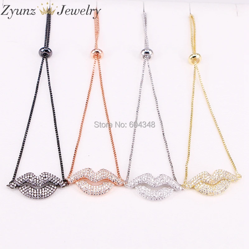 10PCS Micro Pave CZ Zirconia Lip Charm Connector Bracelets For Women Jewelry In 4 Colors 
10PCS Micro Pave CZ Zirconia Lip Charm Connector Bracelets For Women Jewelry In 4 Colors