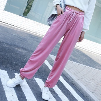 Autumn Winter Women Gold Velvet Pants Elastic Drawstring High Waisted Loose Side Full Trousers Casual Velour Sweatpants Femme
Autumn Winter Women Gold Velvet Pants Elastic Drawstring High Waisted Loose Side Full Trousers Casual Velour Sweatpants Femme
