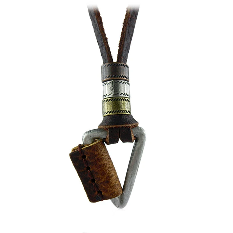 100% Genuine Leather Necklace Men Punk Goth Triangle Necklaces Women Neckless Fashion Jewellery Vintage-accessories LN090
100% Genuine Leather Necklace Men Punk Goth Triangle Necklaces Women Neckless Fashion Jewellery Vintage-accessories LN090