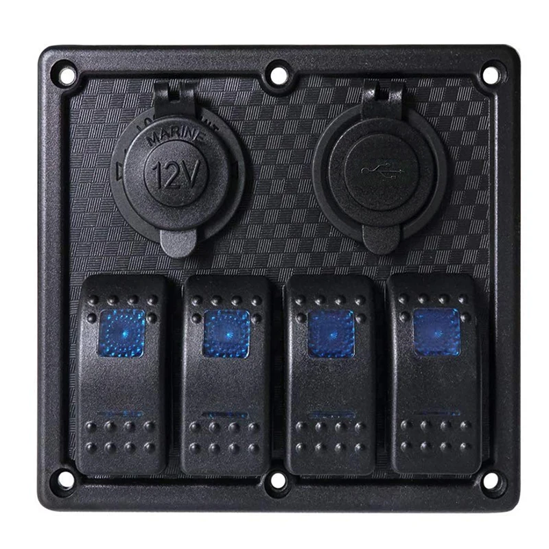 4/3 Gang Boat Ignition Switch Panel for Car Waterproof with fuse 3.1A Dual USB Charger Socket Toggle for RV Truck Truck 
4/3 Gang Boat Ignition Switch Panel for Car Waterproof with fuse 3.1A Dual USB Charger Socket Toggle for RV Truck Truck