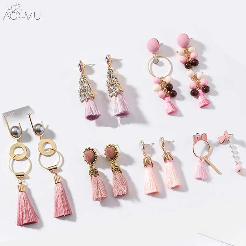 AOMU New Design Boho Long Pink Tassel Fringed Drop Earrings Bohemian Beach Jewelry Crystal Dangle Earring for Women Gift
AOMU New Design Boho Long Pink Tassel Fringed Drop Earrings Bohemian Beach Jewelry Crystal Dangle Earring for Women Gift