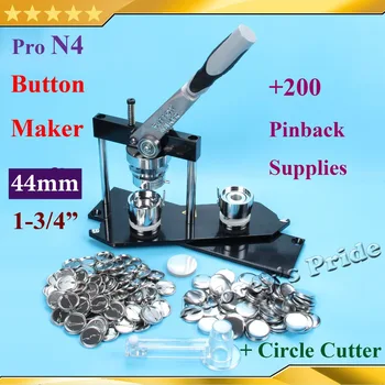 NEW Pro N4 1-3/4":44mm Badge Button Maker Machine + Adjustable Circle Cutter+200 Sets of Metal Pinback Button Supplies
NEW Pro N4 1-3/4":44mm Badge Button Maker Machine + Adjustable Circle Cutter+200 Sets of Metal Pinback Button Supplies